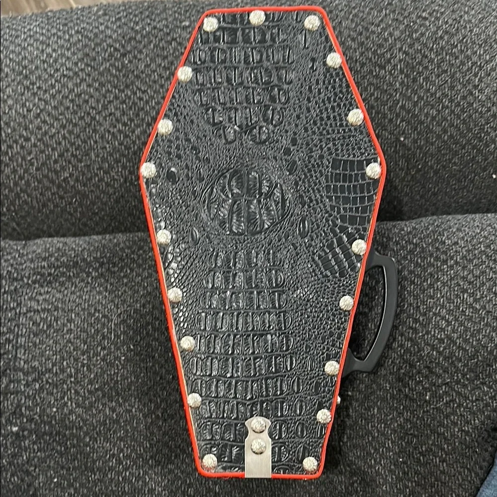 Gothic Black Coffin Bag HANDMADE AND ONE OF A KIND COFFIN PURSES - Picture 2 of 8